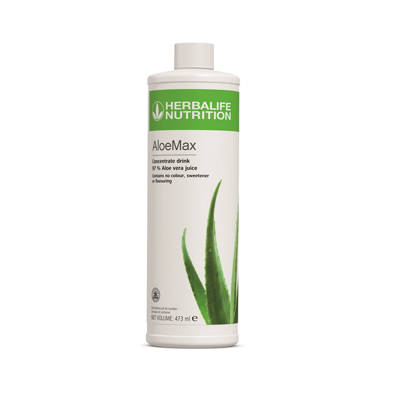 AloeMax aloe vera concentrate drink bottle, 473 ml, 97% cold-pressed aloe juice