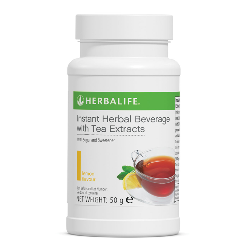 Instant Herbal Beverage with Tea Extracts Original flavour tub, 51 g instant black and green tea, Lemon