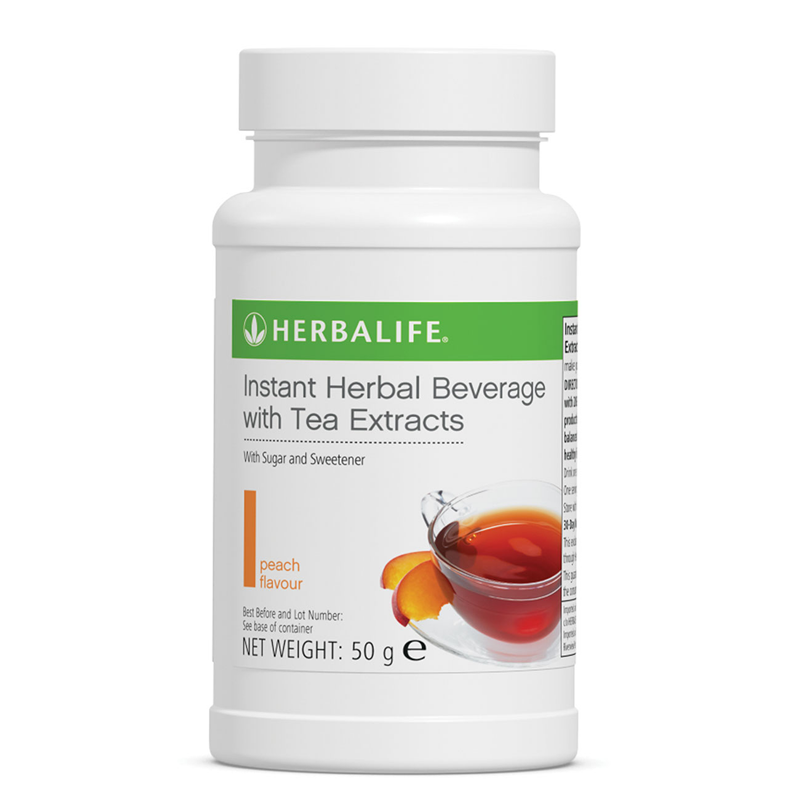 Instant Herbal Beverage with Tea Extracts 51 g tub, available in Raspberry, Lemon, Original and Peach, Peach