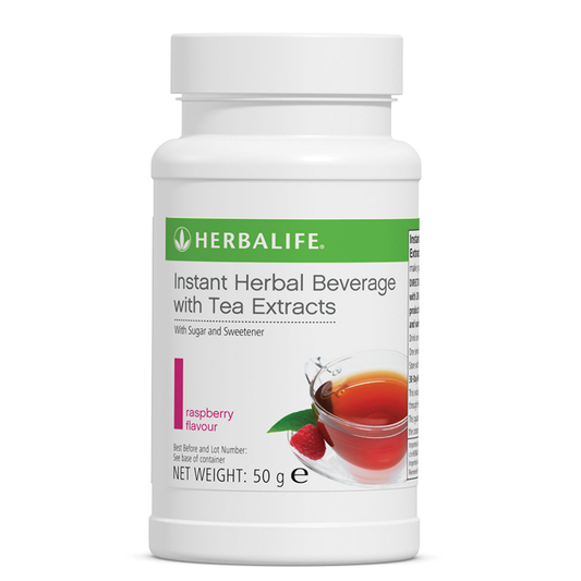 Instant Herbal Beverage with Tea Extracts 51 g tub, available in Raspberry, Lemon, Original and Peach, Raspberry
