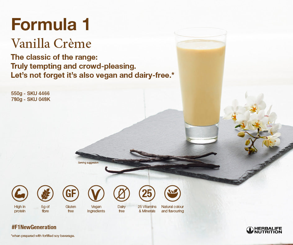 Formula 1 Healthy Meal nutritional shake 550 g tub, choose from nine flavours including Vanilla Cream