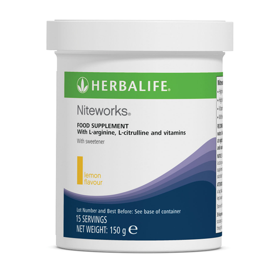 Niteworks lemon flavour 150 g tub of evening drink powder with L-arginine