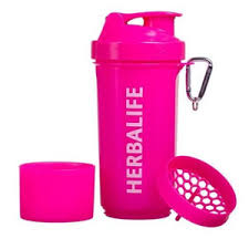 Neon 500 ml shaker bottle with mixing grid, storage compartment and carry clip, Pink