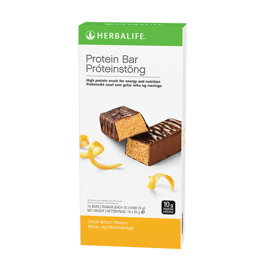 Citrus Lemon protein bars box of 14, milk chocolate coated bars with 10 g protein, Citrus Lemon