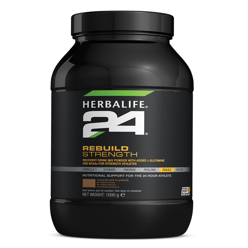 Herbalife24 Rebuild Strength chocolate 1000 g canister of protein recovery drink powder