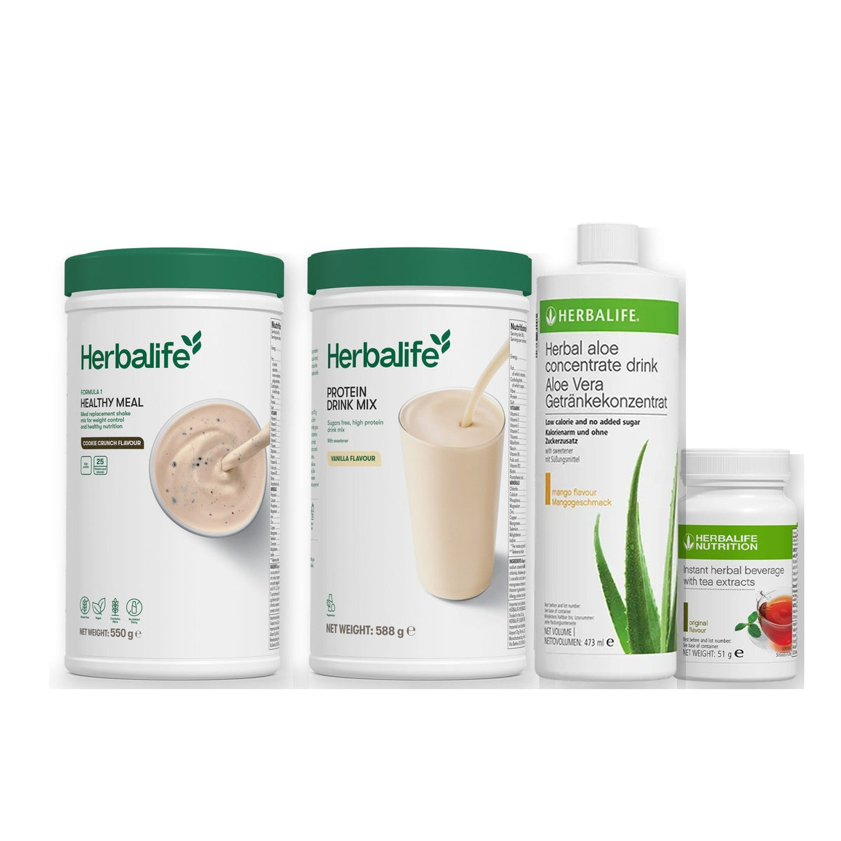Morning kit with Formula 1 shake, vanilla Protein Drink Mix, mango aloe concentrate and instant tea tub, Cookie crunch / Original / Standard 550g