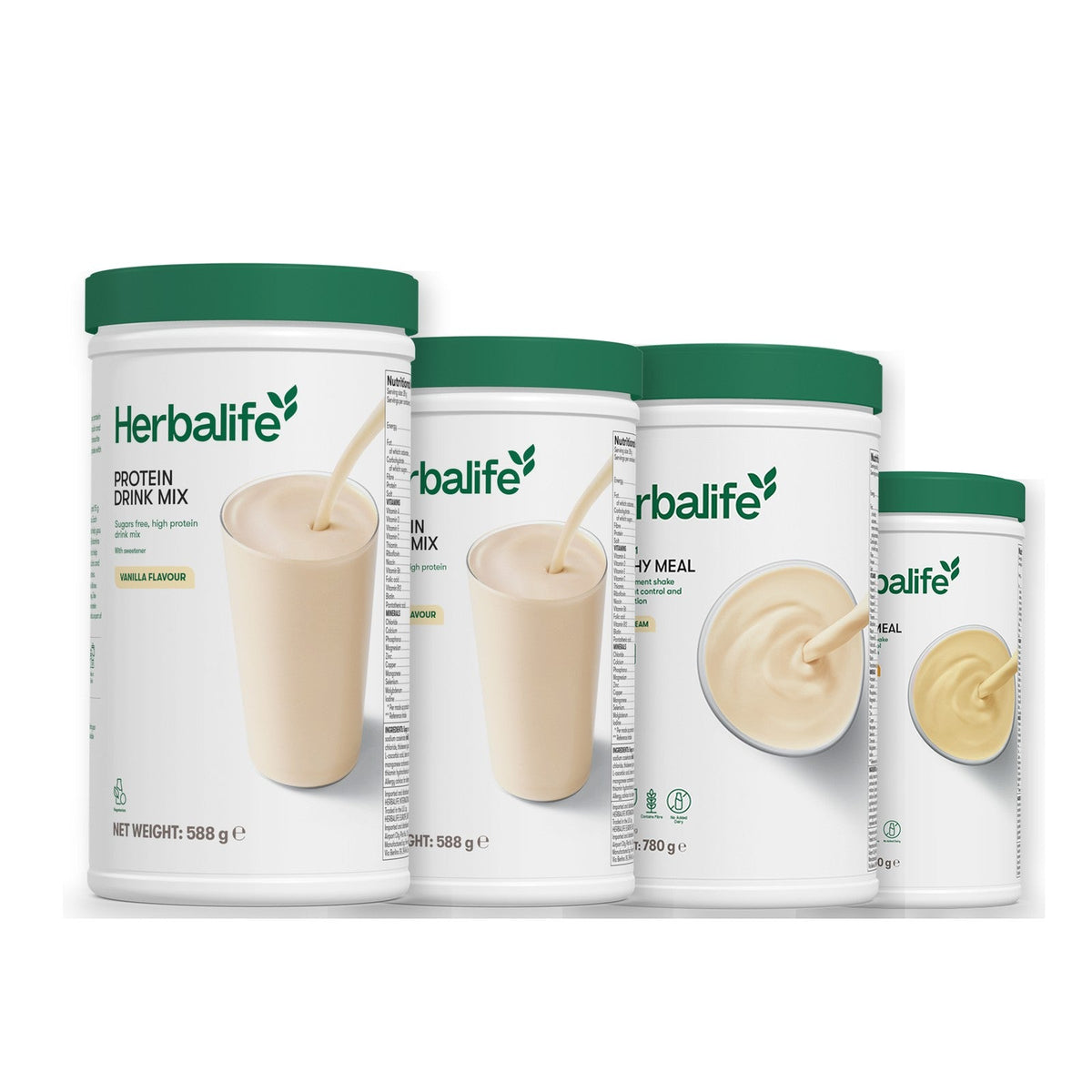 Two Formula 1 Healthy Meal shake tubs with two vanilla Protein Drink Mix tubs, pick your flavours, Vanilla (Large 780g) / Banana Cream