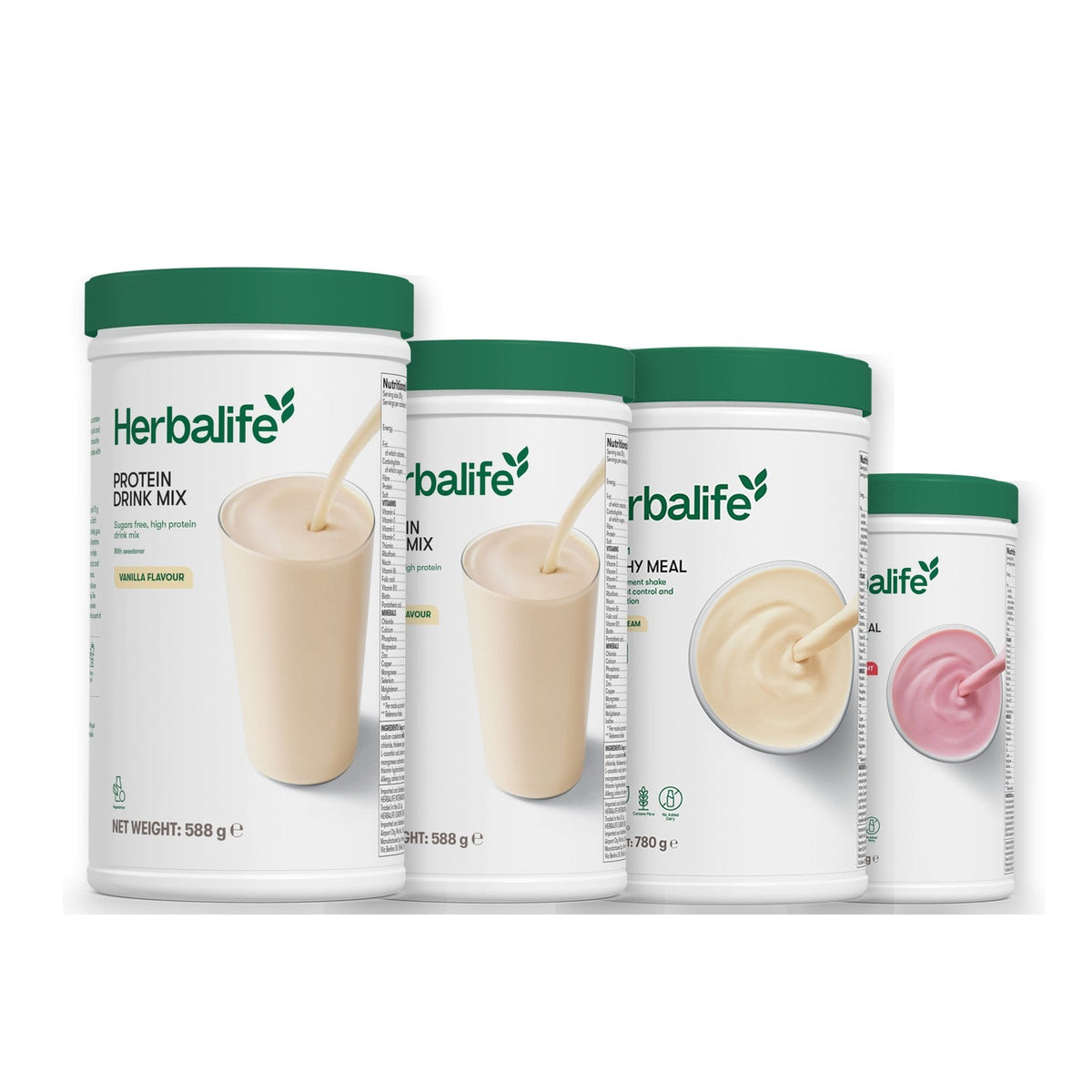 Two Formula 1 Healthy Meal shake tubs with two vanilla Protein Drink Mix tubs, pick your flavours, Vanilla (Large 780g) / Strawberry