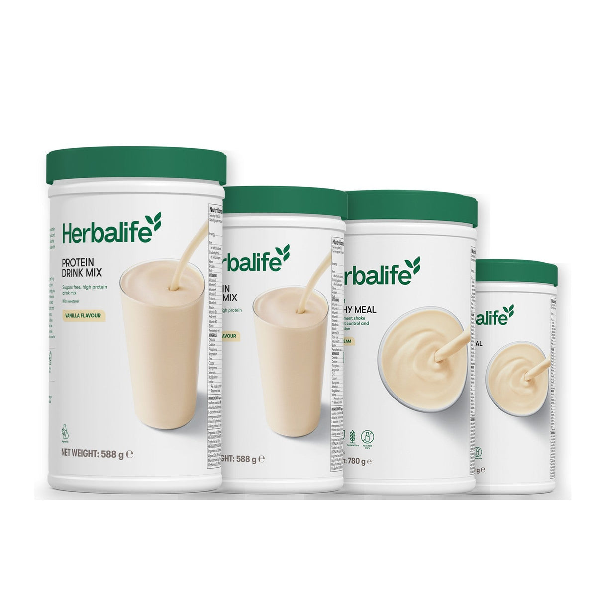 Two Formula 1 Healthy Meal shake tubs with two vanilla Protein Drink Mix tubs, pick your flavours, Vanilla (Large 780g) / Vanilla