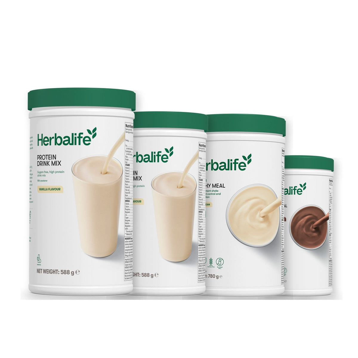 Two Formula 1 Healthy Meal shake tubs with two vanilla Protein Drink Mix tubs, pick your flavours, Vanilla (Large 780g) / Chocolate