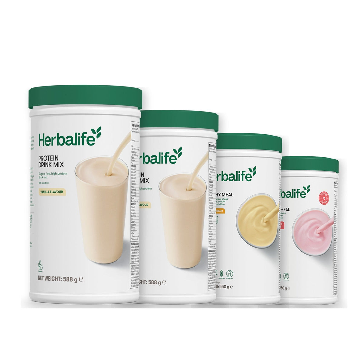 Two Formula 1 Healthy Meal shake tubs with two vanilla Protein Drink Mix tubs, pick your flavours, Banana Cream / Strawberry Watermelon