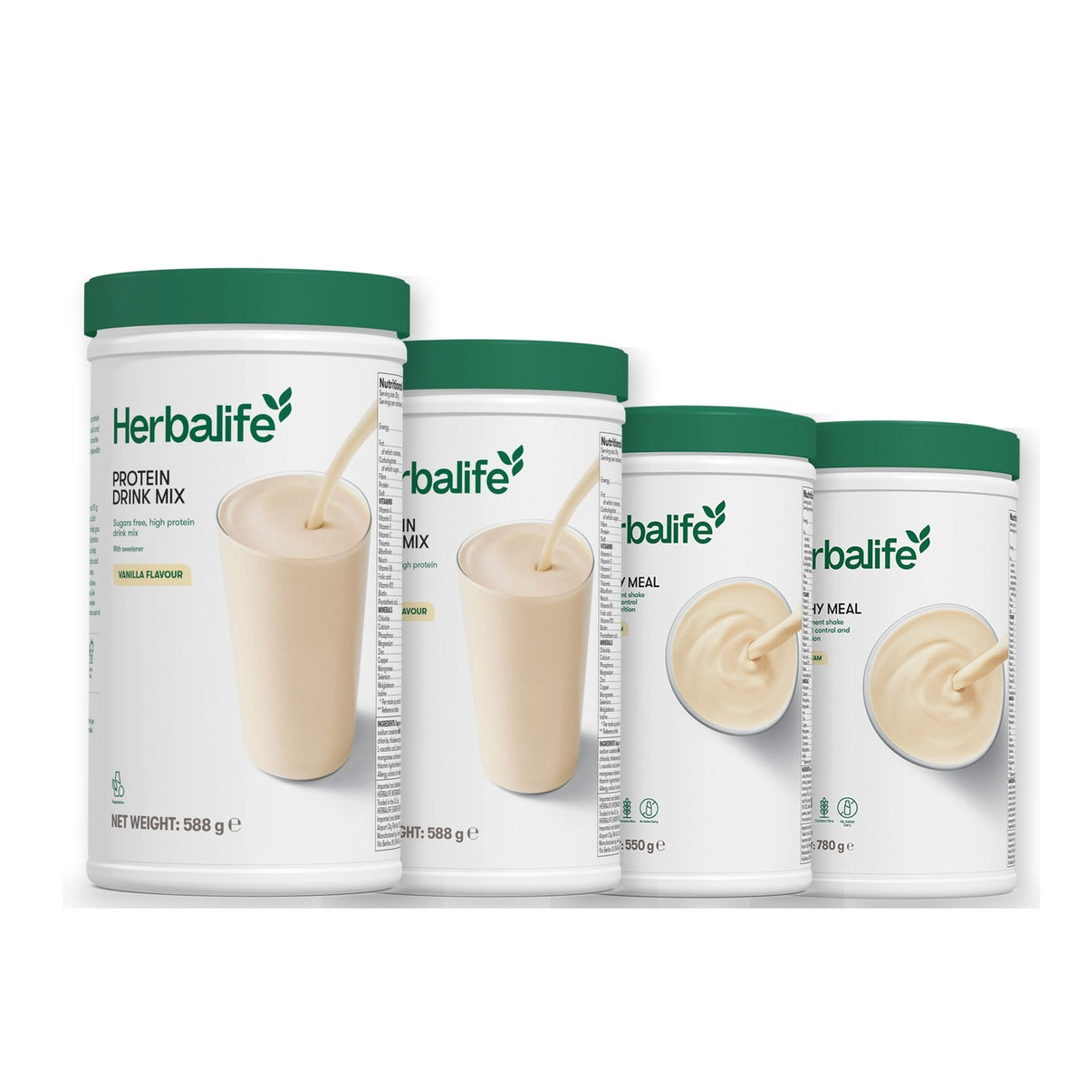 Two Formula 1 Healthy Meal shake tubs with two vanilla Protein Drink Mix tubs, pick your flavours, Vanilla / Vanilla (Large 780g)