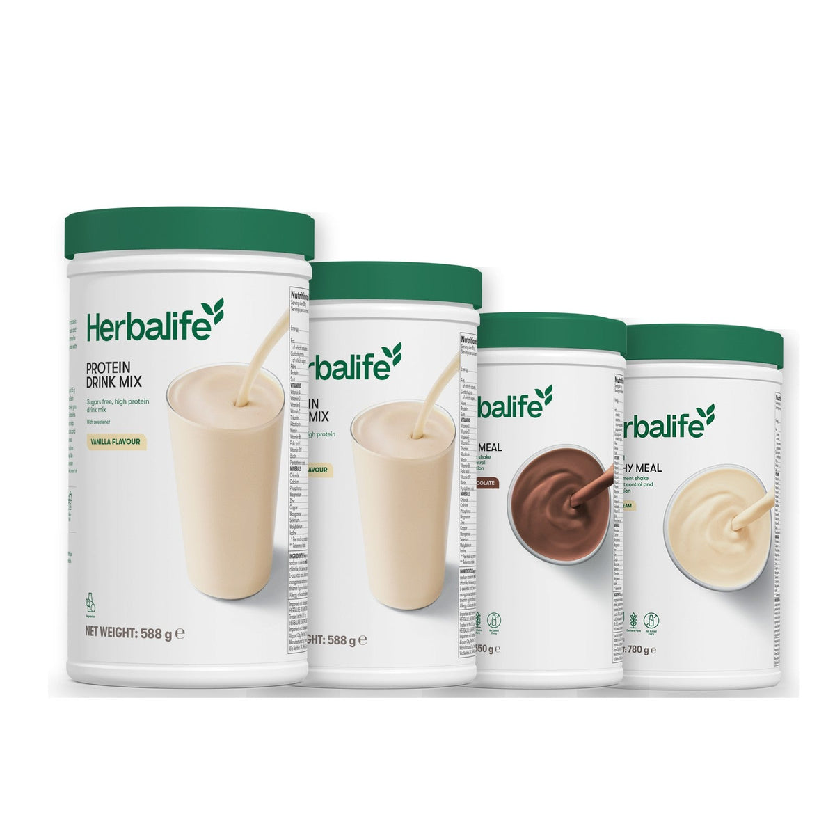 Two Formula 1 Healthy Meal shake tubs with two vanilla Protein Drink Mix tubs, pick your flavours, Chocolate / Vanilla (Large 780g)