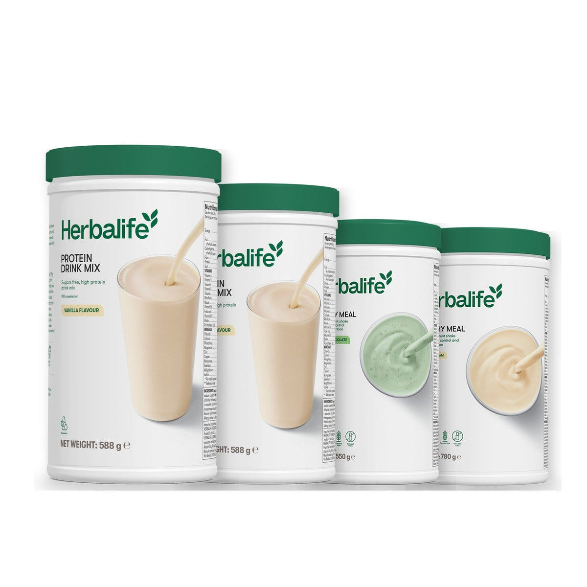 Two Formula 1 Healthy Meal shake tubs with two vanilla Protein Drink Mix tubs, pick your flavours, Mint Chocolate / Vanilla (Large 780g)