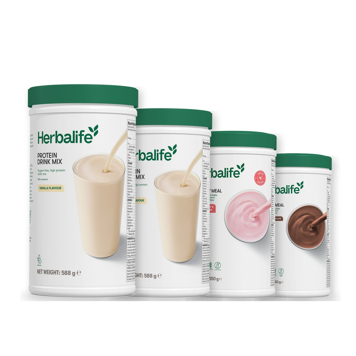 Two Formula 1 Healthy Meal shake tubs with two vanilla Protein Drink Mix tubs, pick your flavours, Strawberry Watermelon / Chocolate