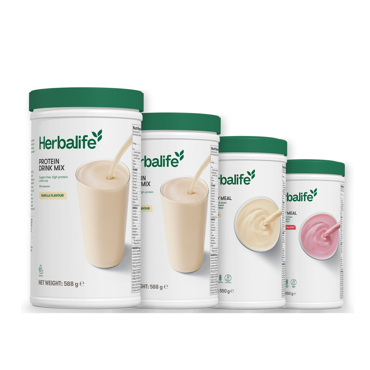 Two Formula 1 Healthy Meal shake tubs with two vanilla Protein Drink Mix tubs, pick your flavours, Vanilla / Strawberry