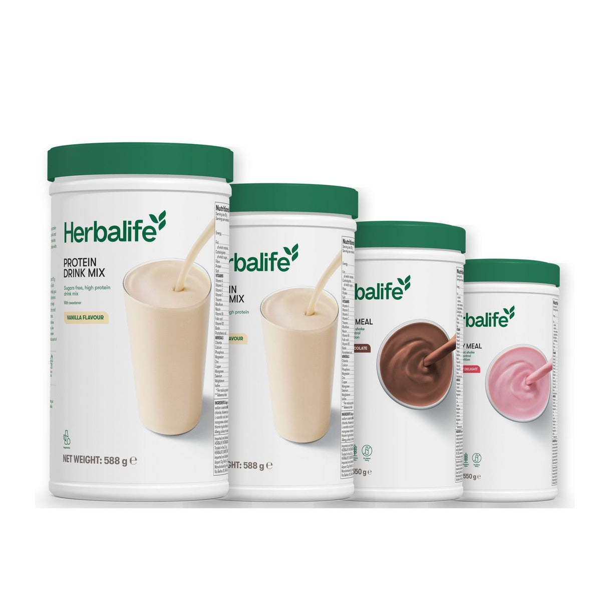 Two Formula 1 Healthy Meal shake tubs with two vanilla Protein Drink Mix tubs, pick your flavours, Chocolate / Strawberry