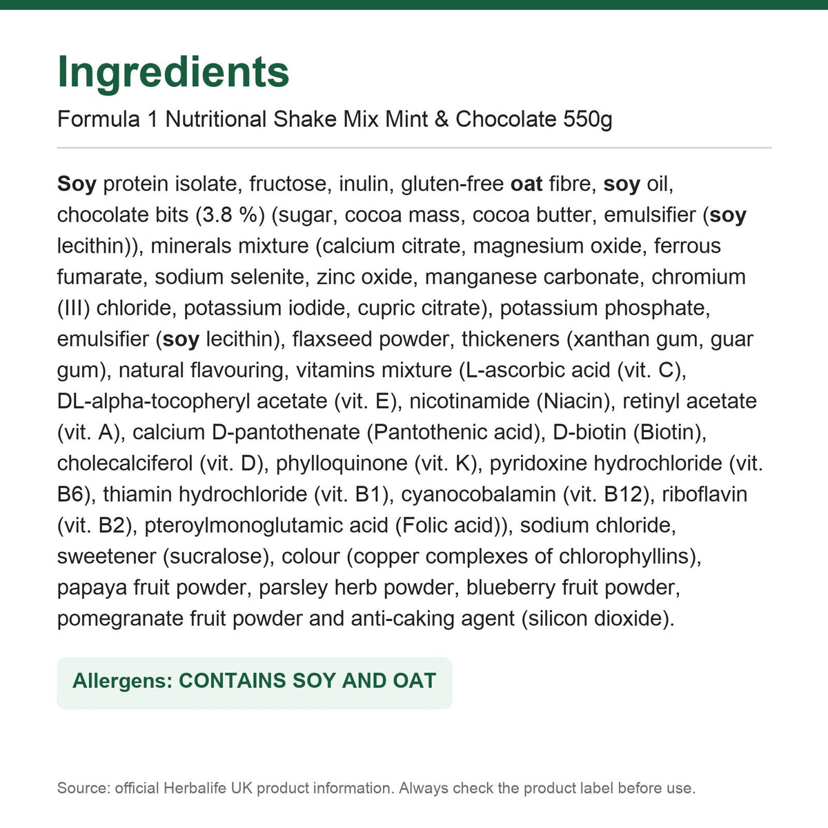 Formula 1 Healthy Meal nutritional shake Banana Cream flavour, 550 g tub