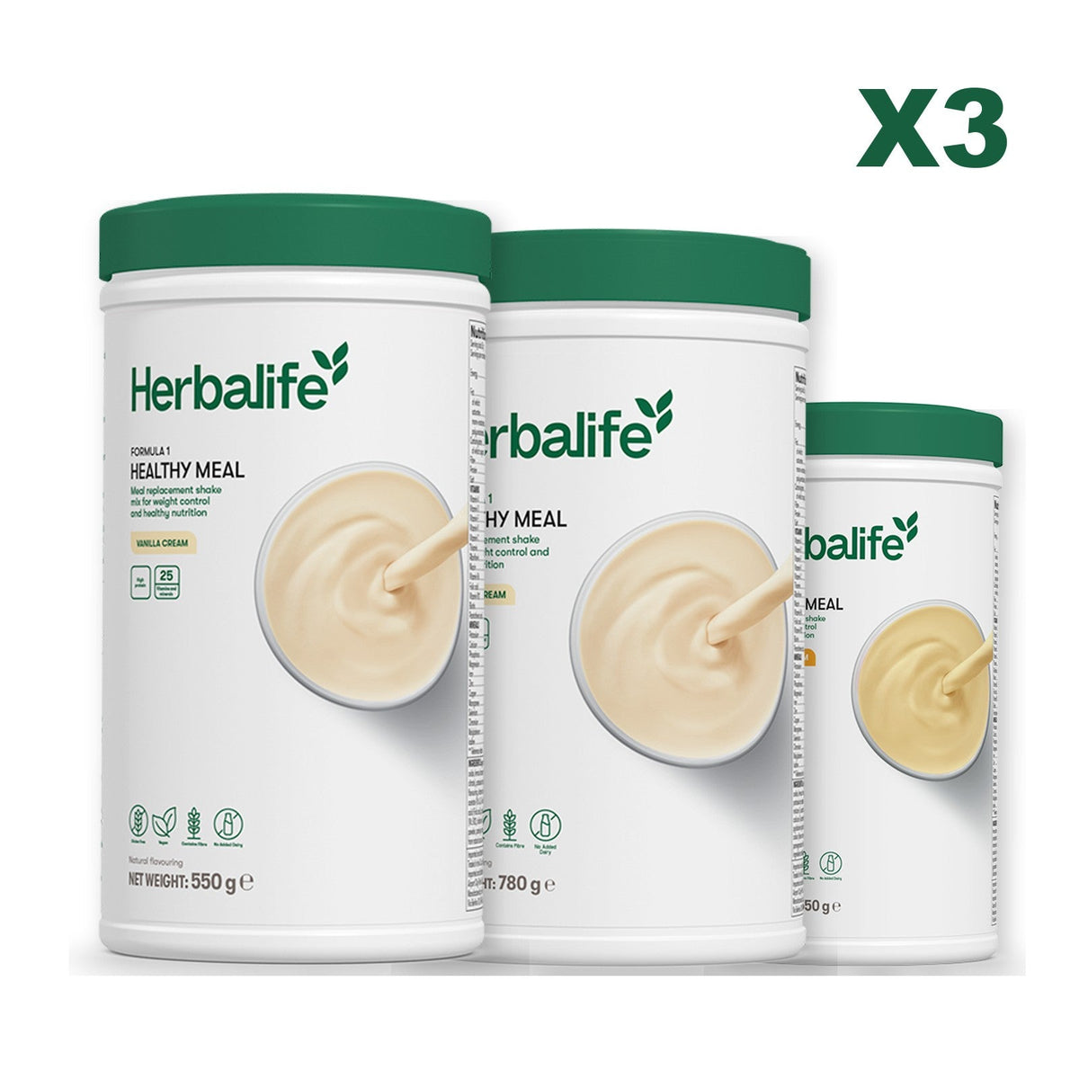 Three Formula 1 shake tubs led by Vanilla Cream, plus two flavours you choose, Vanilla (Large 780g) / Banana Cream