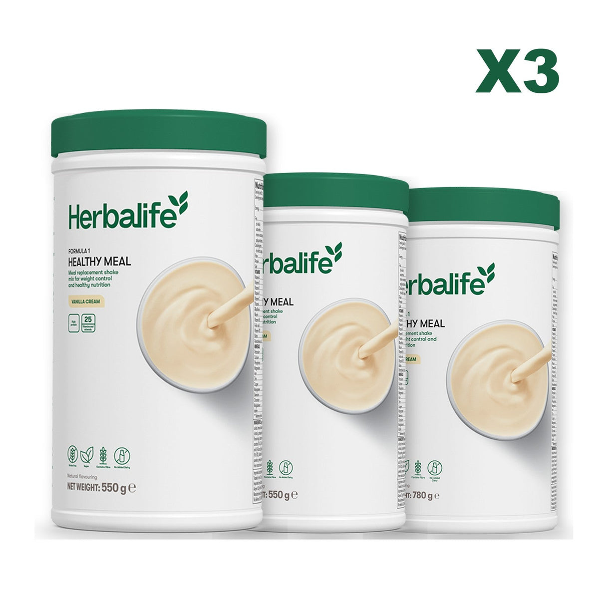 Three Formula 1 shake tubs led by Vanilla Cream, plus two flavours you choose, Vanilla / Vanilla (Large 780g)