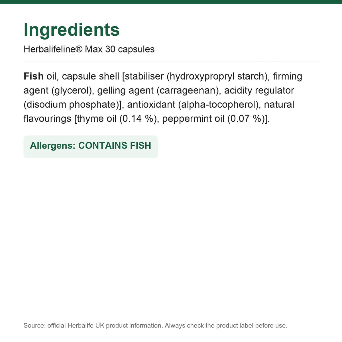 Herbalifeline Max omega-3 fish oil box of 30 capsules