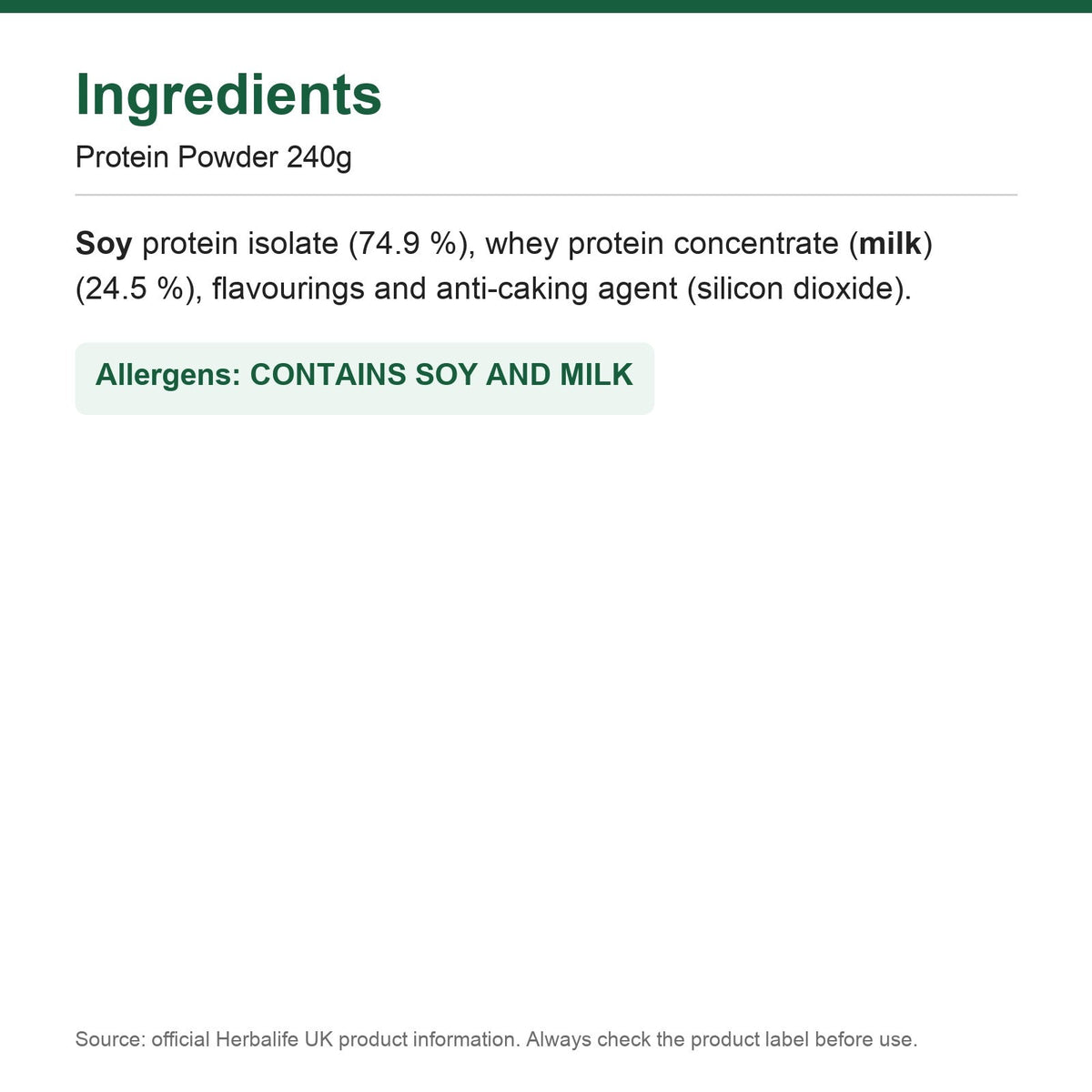 Formula 3 Personalised Protein Powder tub, 240 g neutral soy and whey protein blend