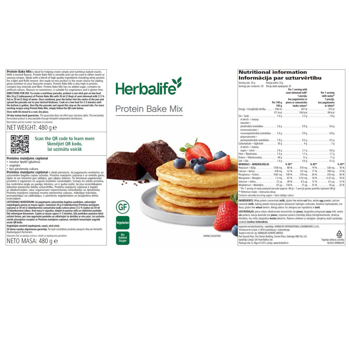 Protein Bake Mix neutral flavour 480 g tub for high protein pancakes and baking