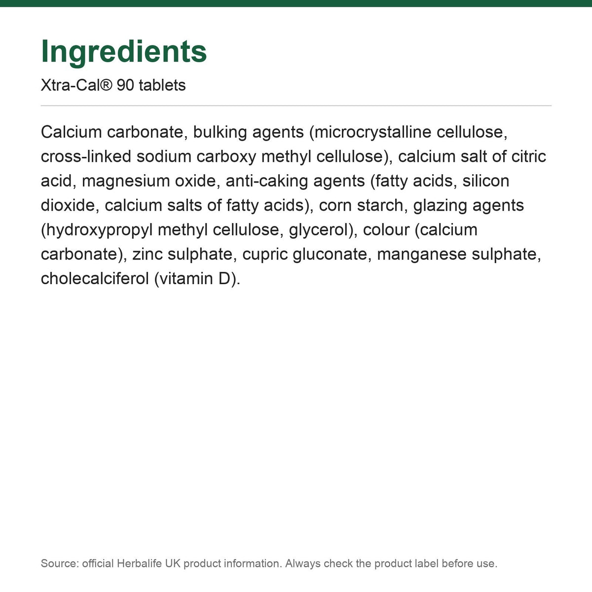 Xtra-Cal calcium and vitamin D tablets, bottle of 90 food supplement tablets