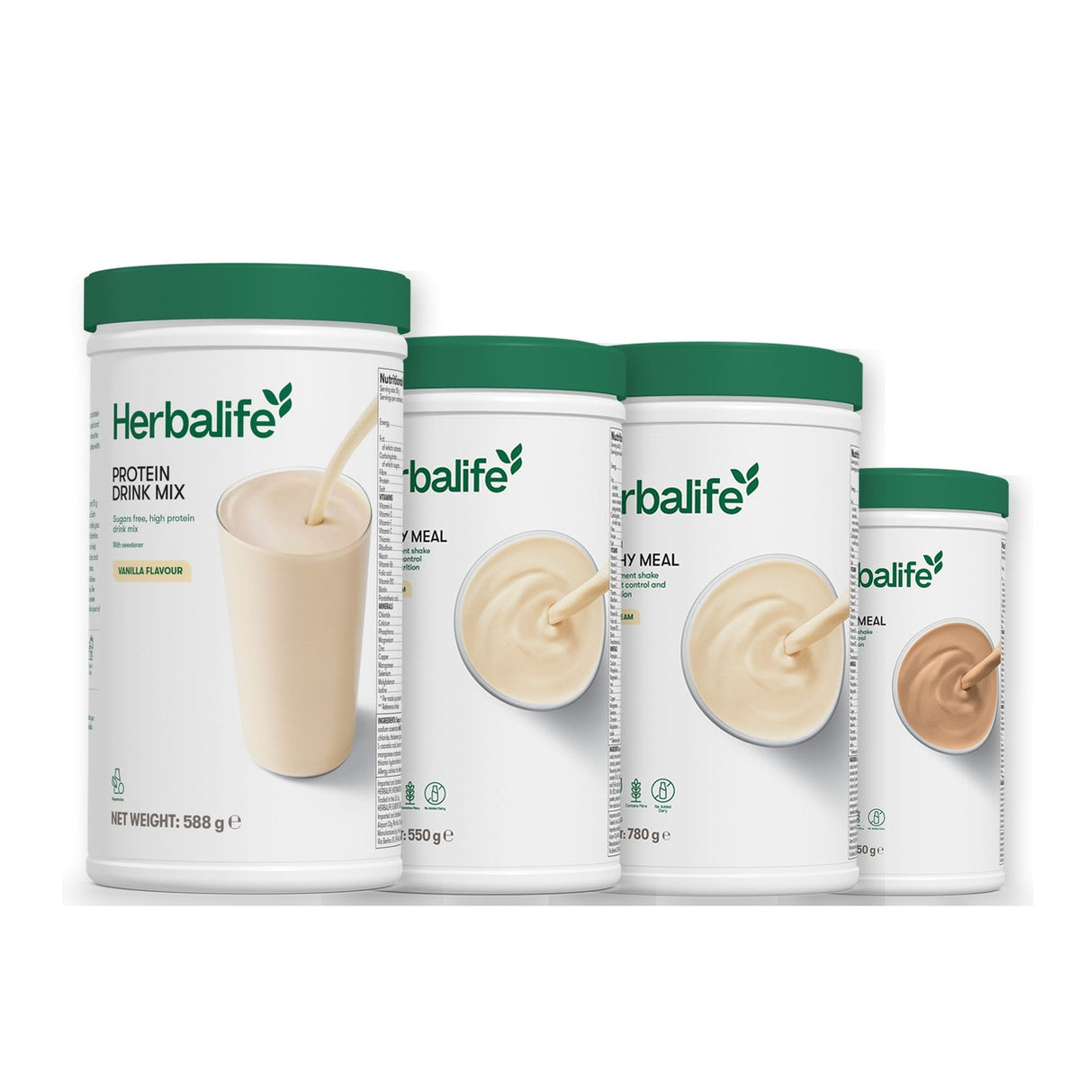 Formula 1 Vanilla Cream shake tub with two more Formula 1 tubs and a vanilla Protein Drink Mix tub, Vanilla (Large 780g) / Cafe Latte