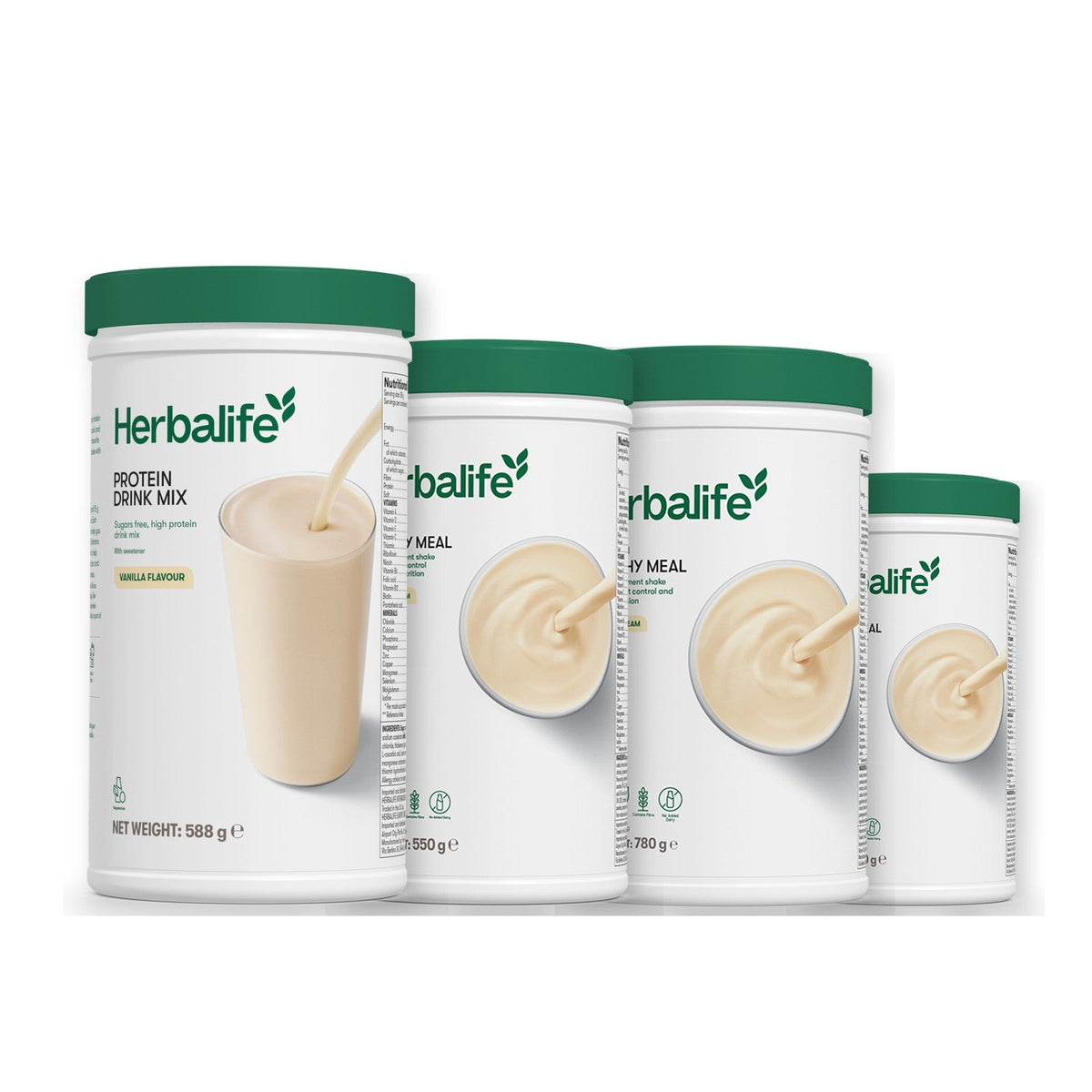 Formula 1 Vanilla Cream shake tub with two more Formula 1 tubs and a vanilla Protein Drink Mix tub, Vanilla (Large 780g) / Vanilla