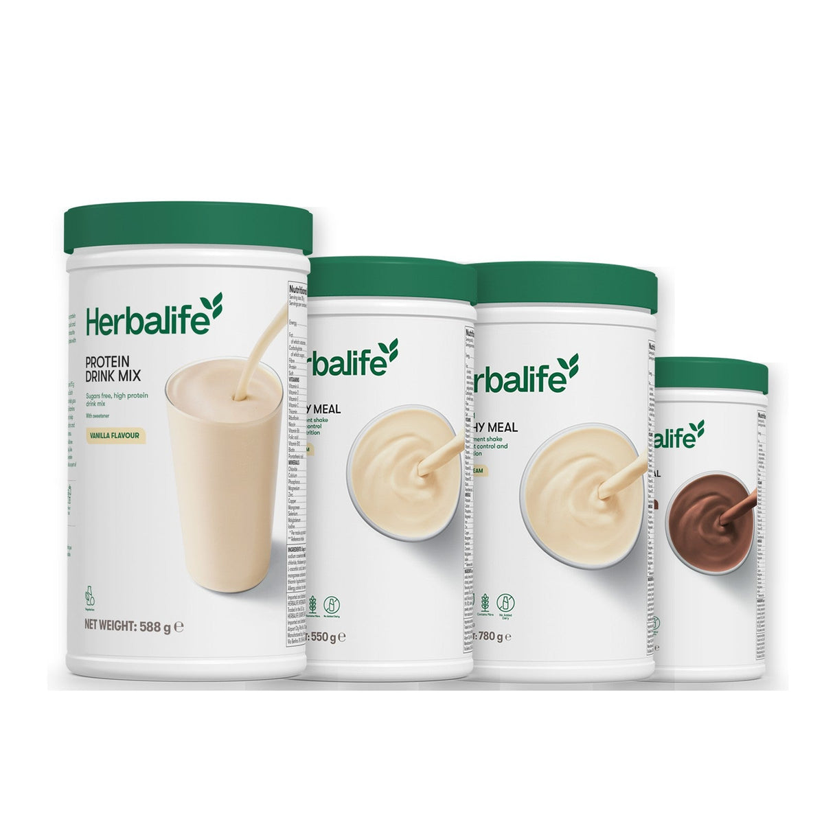 Formula 1 Vanilla Cream shake tub with two more Formula 1 tubs and a vanilla Protein Drink Mix tub, Vanilla (Large 780g) / Chocolate