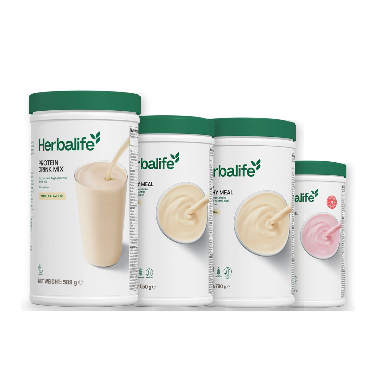 Formula 1 Vanilla Cream shake tub with two more Formula 1 tubs and a vanilla Protein Drink Mix tub, Vanilla (Large 780g) / Strawberry Watermelon