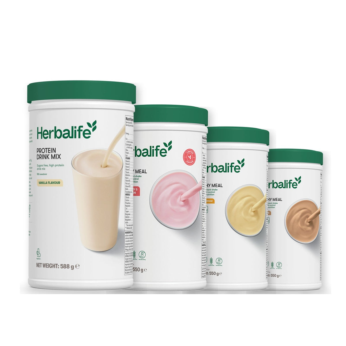 Formula 1 Strawberry Watermelon shake tub with two chosen flavours and Protein Drink Mix vanilla tub, Banana Cream / Cafe Latte