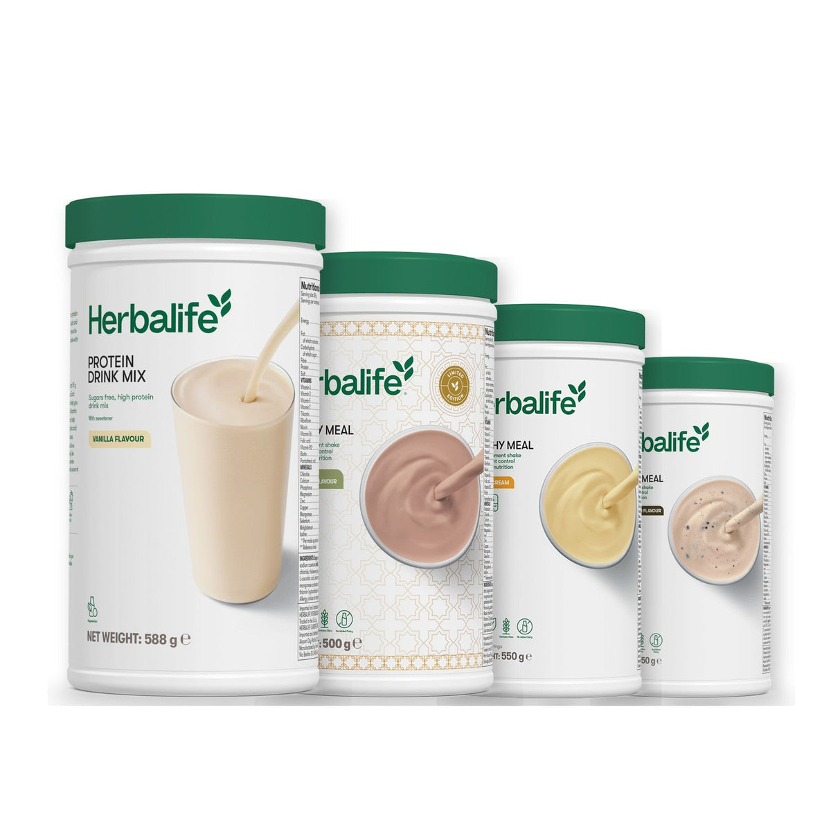 Formula 1 Dubai Style Chocolate shake tub with two chosen flavours and Protein Drink Mix vanilla tub, Banana Cream / Cookie Crunch
