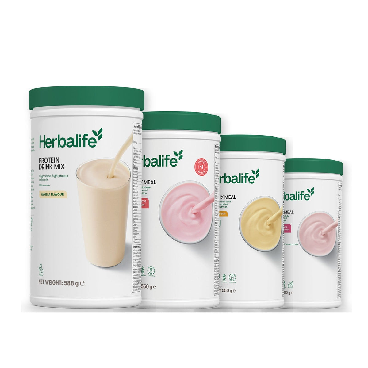 Formula 1 Strawberry Watermelon shake tub with two chosen flavours and Protein Drink Mix vanilla tub, Banana Cream / Free From Raspberry & White Chocolate