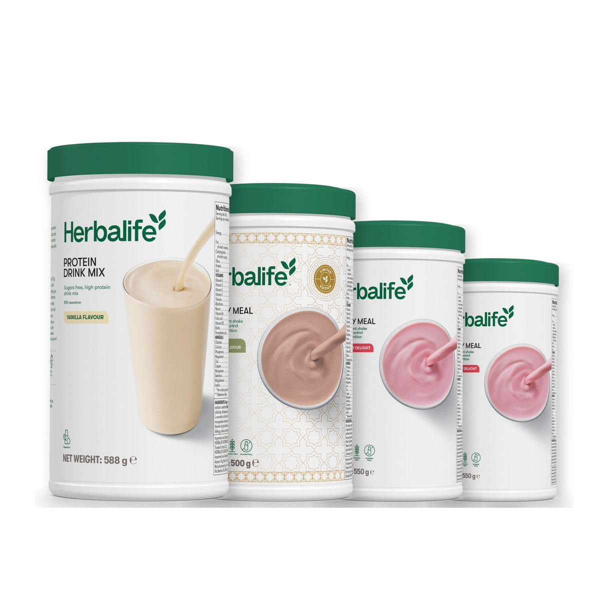 Formula 1 Dubai Style Chocolate shake tub with two chosen flavours and Protein Drink Mix vanilla tub, Strawberry / Strawberry