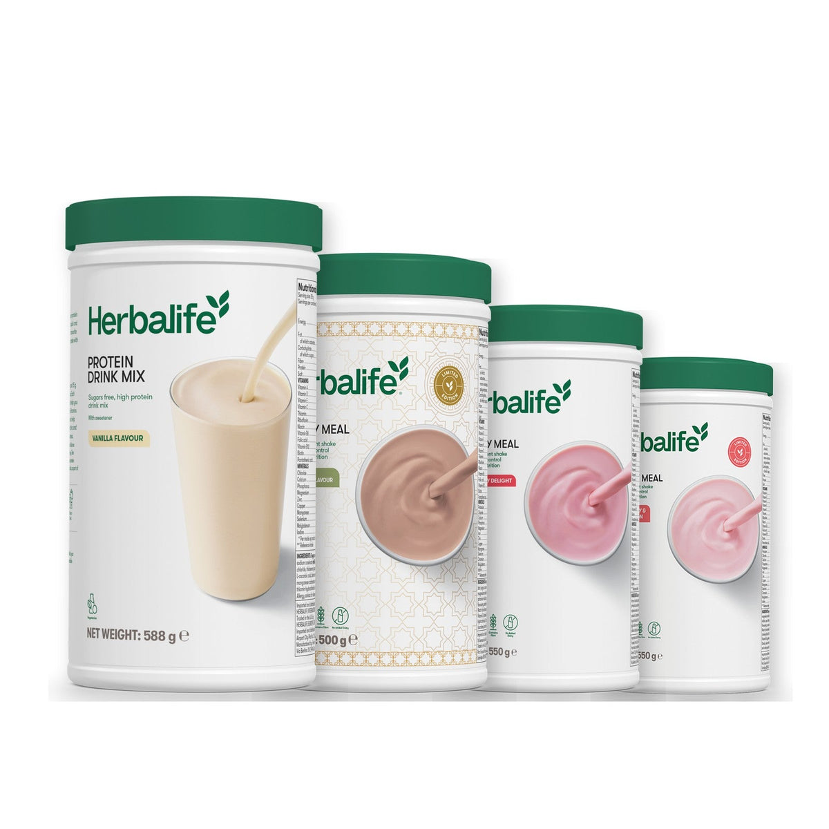 Formula 1 Dubai Style Chocolate shake tub with two chosen flavours and Protein Drink Mix vanilla tub, Strawberry / Strawberry Watermelon