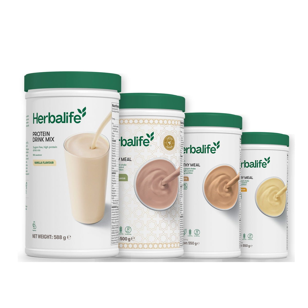 Formula 1 Dubai Style Chocolate shake tub with two chosen flavours and Protein Drink Mix vanilla tub, Cafe Latte / Banana Cream