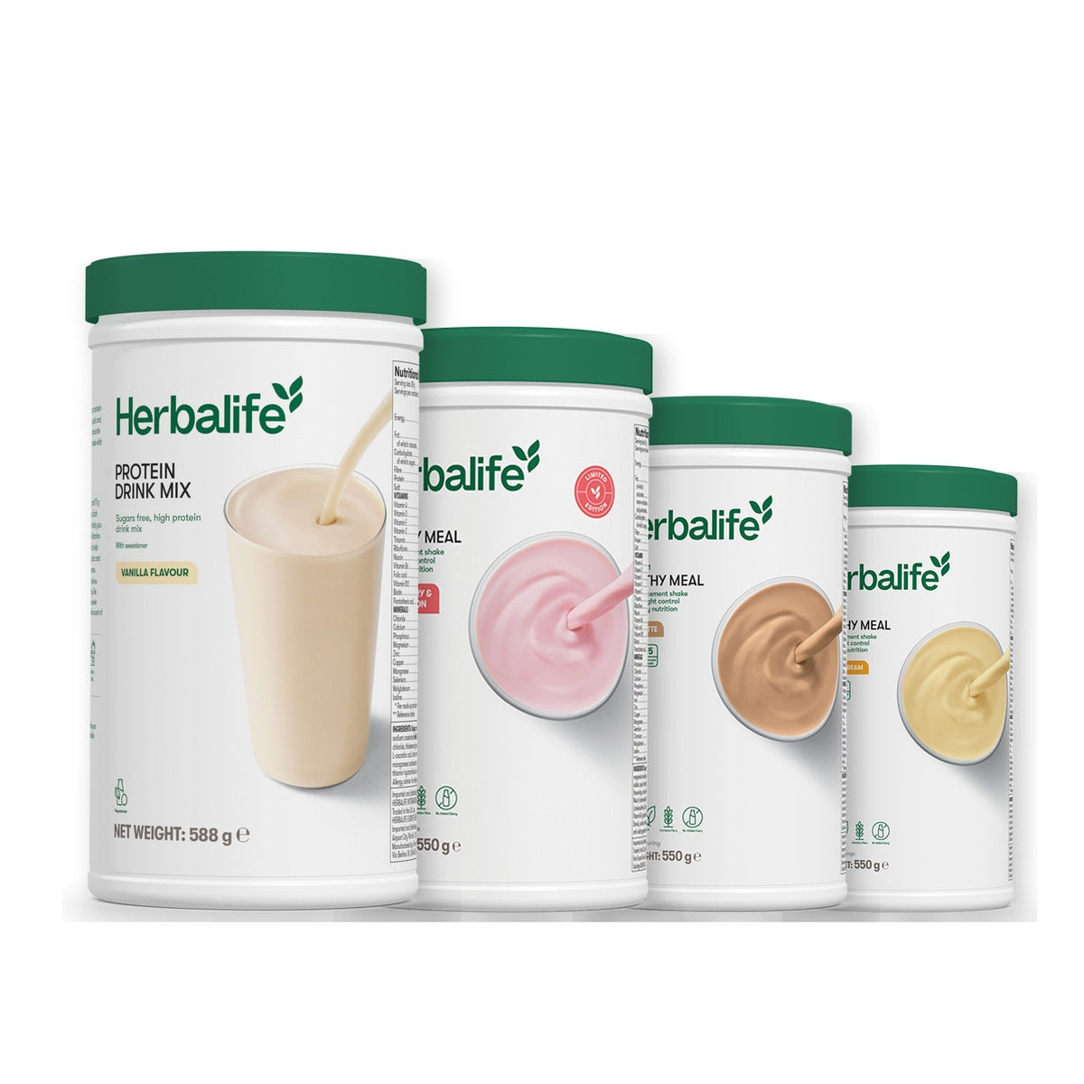 Formula 1 Strawberry Watermelon shake tub with two chosen flavours and Protein Drink Mix vanilla tub, Cafe Latte / Banana Cream