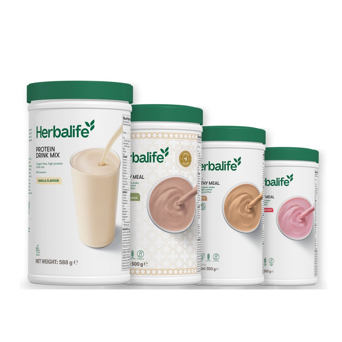 Formula 1 Dubai Style Chocolate shake tub with two chosen flavours and Protein Drink Mix vanilla tub, Cafe Latte / Strawberry