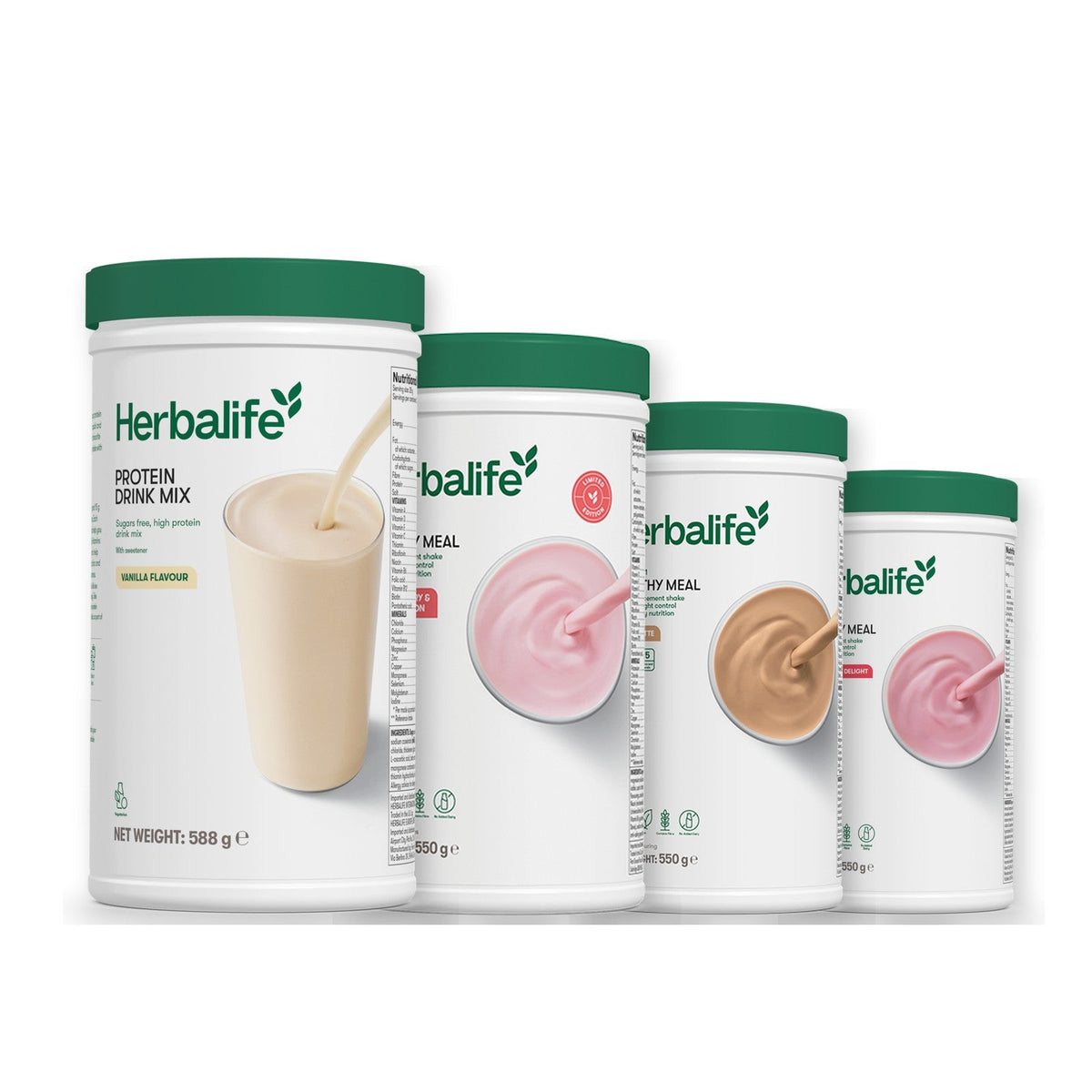 Formula 1 Strawberry Watermelon shake tub with two chosen flavours and Protein Drink Mix vanilla tub, Cafe Latte / Strawberry
