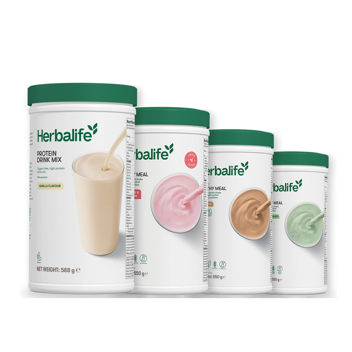 Formula 1 Strawberry Watermelon shake tub with two chosen flavours and Protein Drink Mix vanilla tub, Cafe Latte / Mint Chocolate