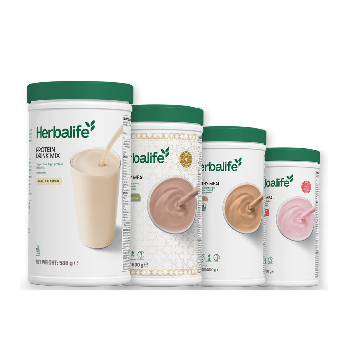 Formula 1 Dubai Style Chocolate shake tub with two chosen flavours and Protein Drink Mix vanilla tub, Cafe Latte / Strawberry Watermelon