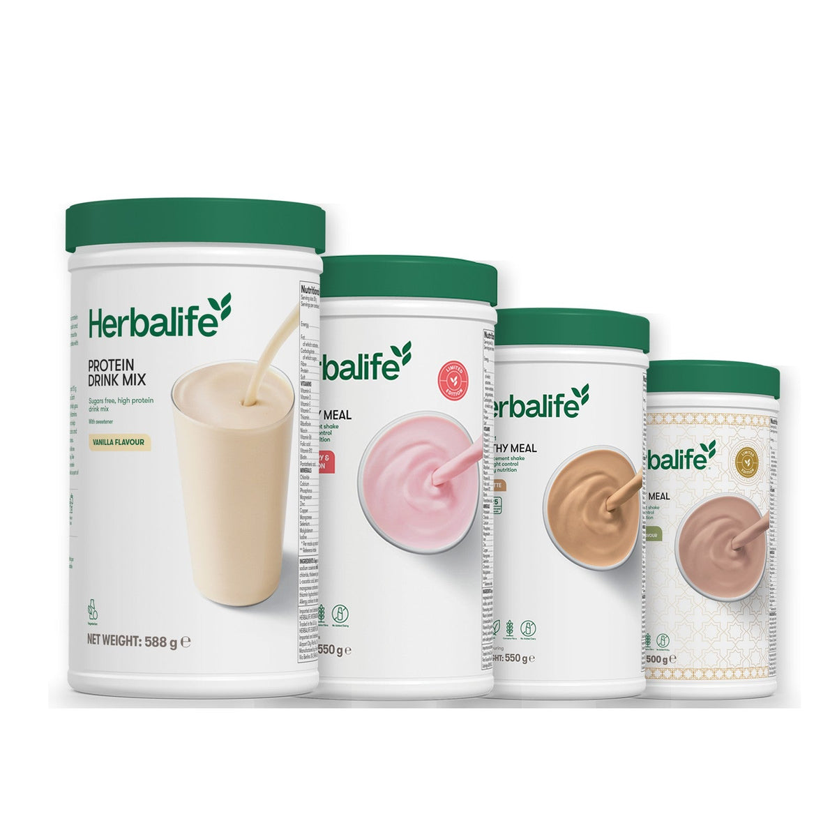 Formula 1 Strawberry Watermelon shake tub with two chosen flavours and Protein Drink Mix vanilla tub, Cafe Latte / Dubai Style Chocolate