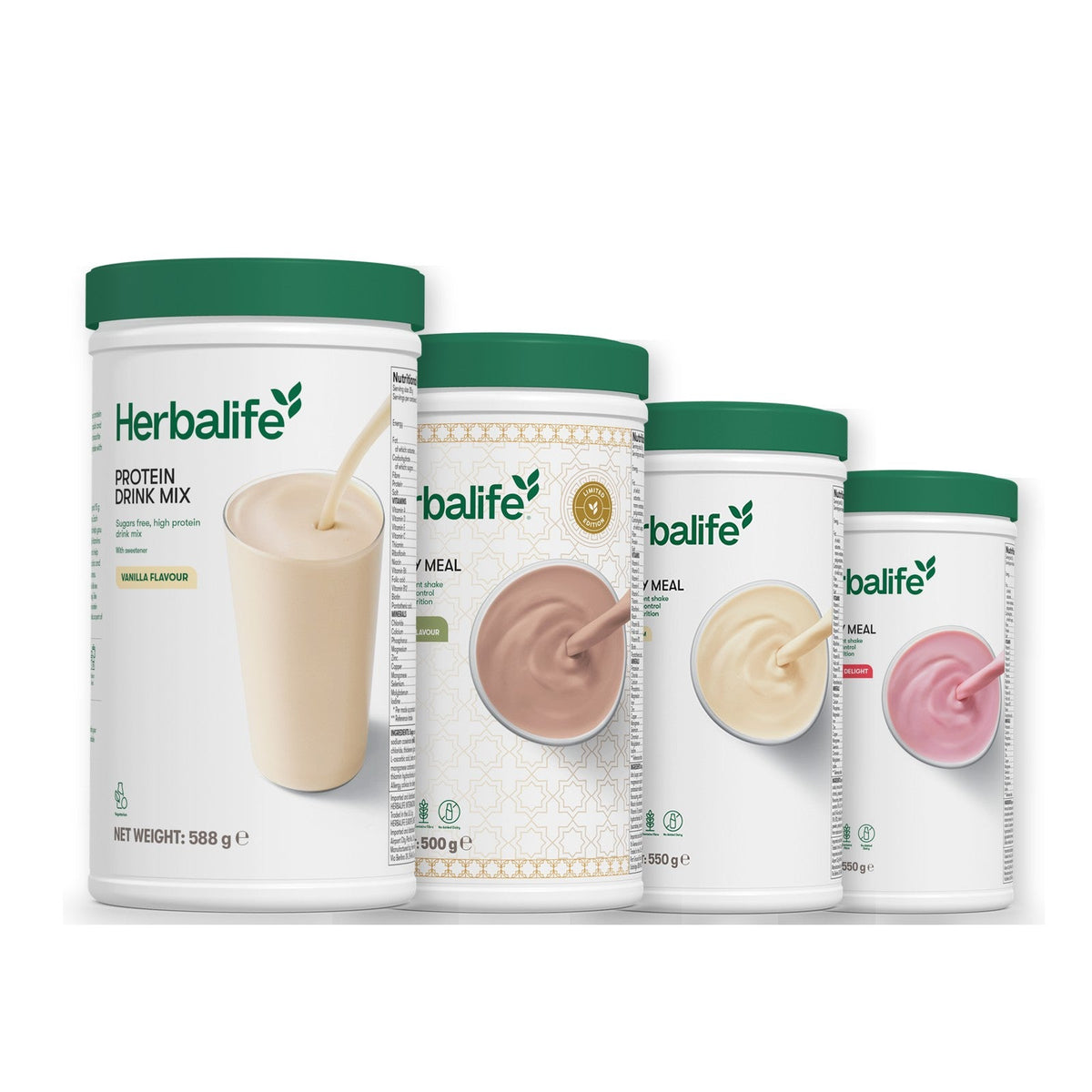 Formula 1 Dubai Style Chocolate shake tub with two chosen flavours and Protein Drink Mix vanilla tub, Vanilla / Strawberry
