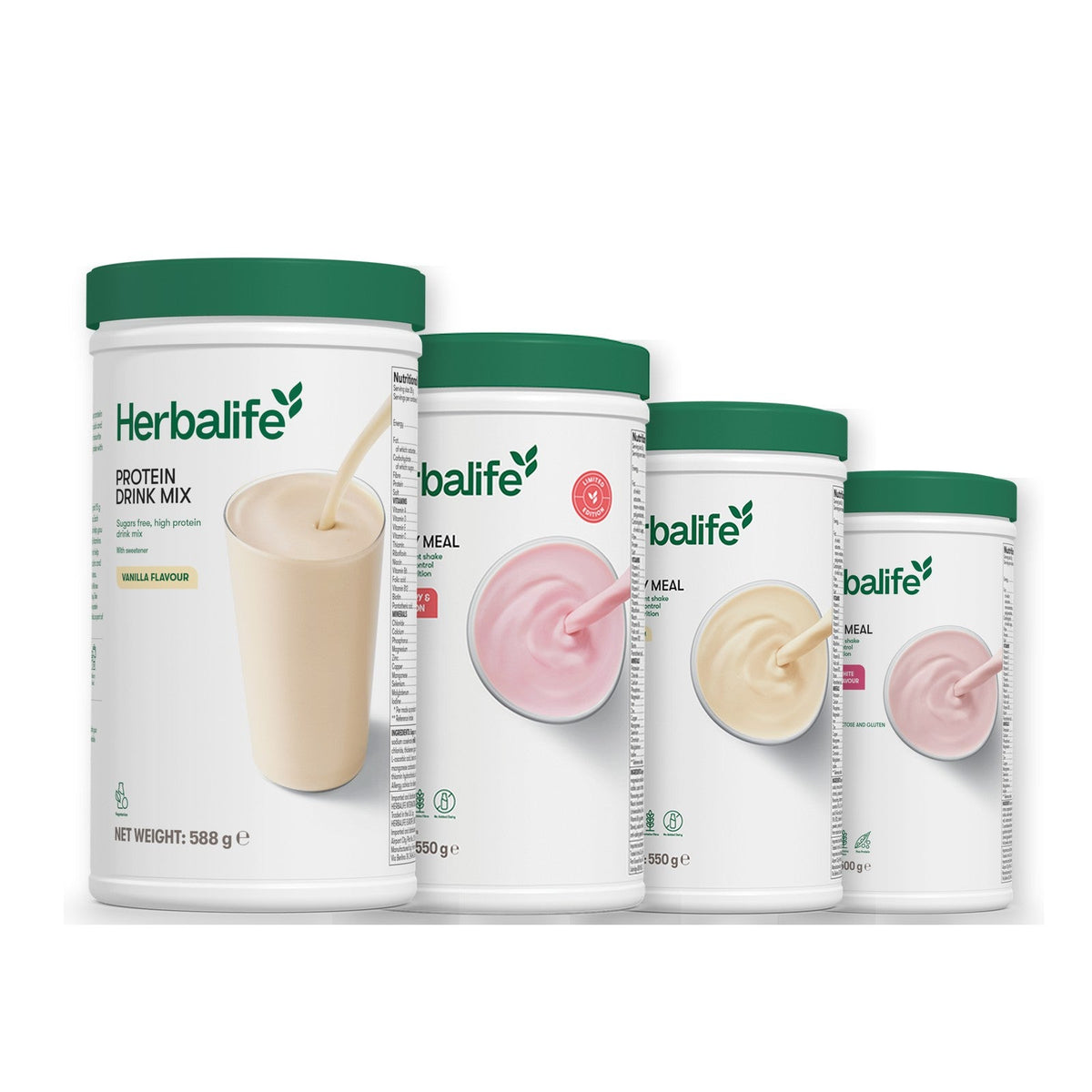 Formula 1 Strawberry Watermelon shake tub with two chosen flavours and Protein Drink Mix vanilla tub, Vanilla / Free From Raspberry & White Chocolate