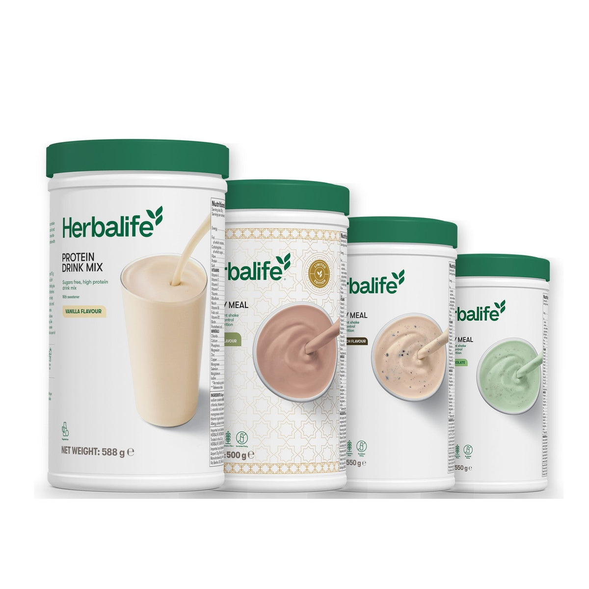 Formula 1 Dubai Style Chocolate shake tub with two chosen flavours and Protein Drink Mix vanilla tub, Cookie Crunch / Mint Chocolate