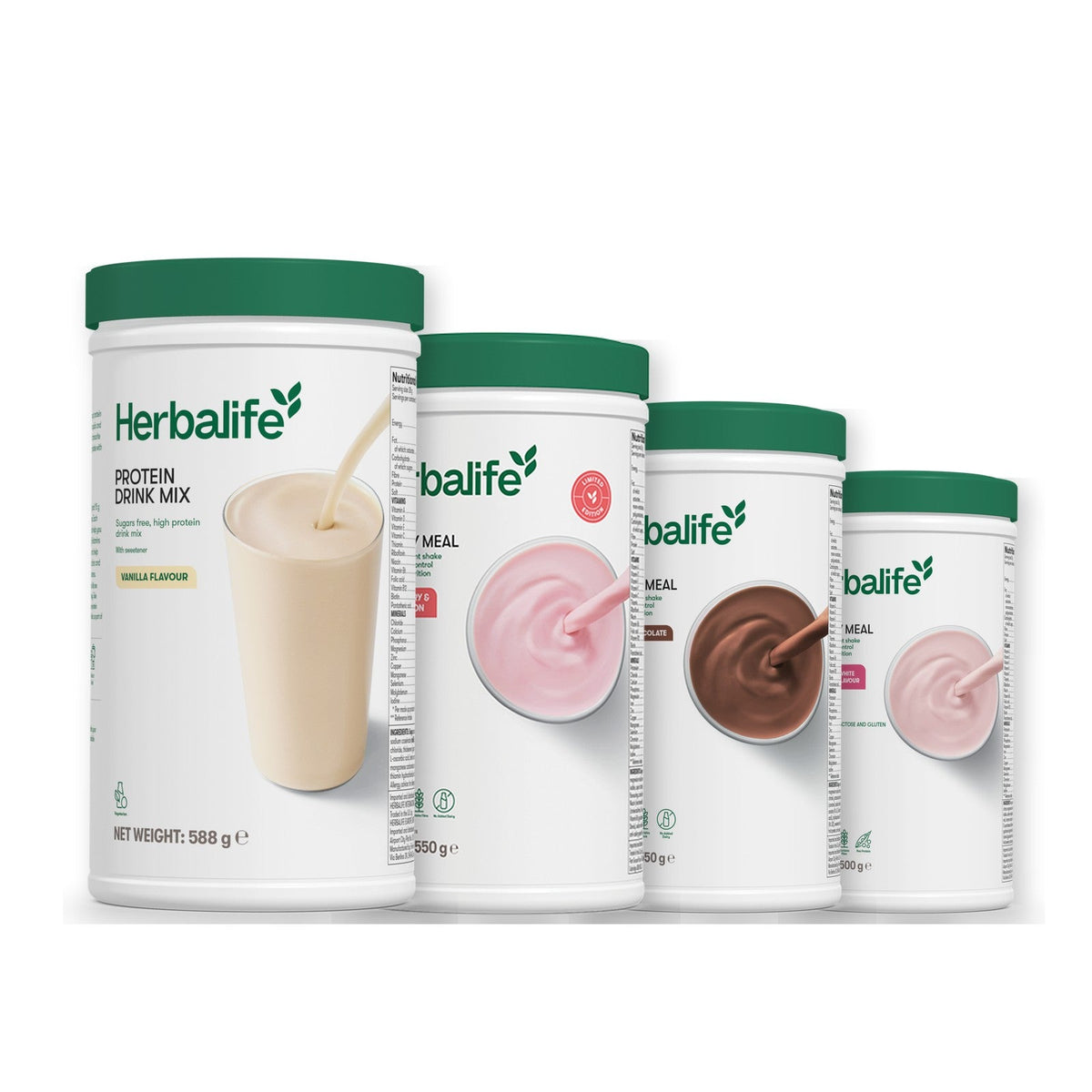 Formula 1 Strawberry Watermelon shake tub with two chosen flavours and Protein Drink Mix vanilla tub, Chocolate / Free From Raspberry & White Chocolate