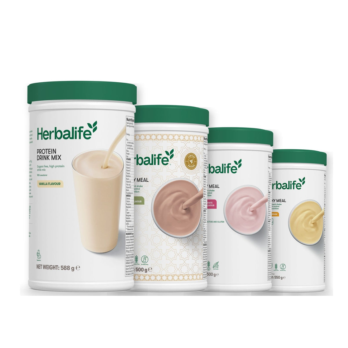Formula 1 Dubai Style Chocolate shake tub with two chosen flavours and Protein Drink Mix vanilla tub, Free From Raspberry & White Chocolate / Banana Cream