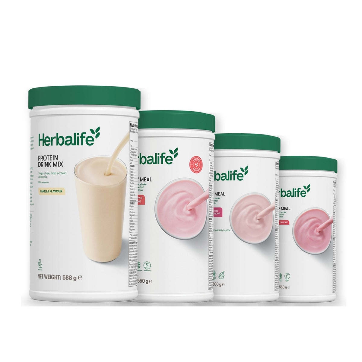 Formula 1 Strawberry Watermelon shake tub with two chosen flavours and Protein Drink Mix vanilla tub, Free From Raspberry & White Chocolate / Strawberry